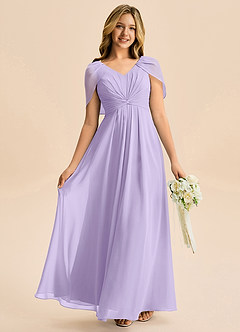 Azazie Emma Junior A-Linie Plissee Chiffon Kleid Flieder image1