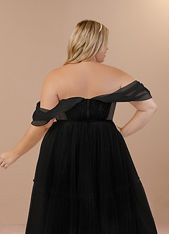 Azazie Vienna Vestidos de novia Vestido de Negro de Tul de Corte en A con Fuera del hombro image14
