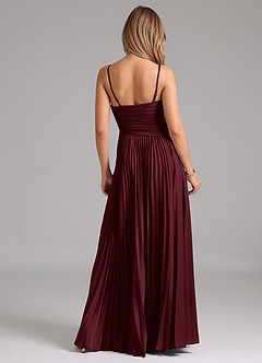 Azazie Vini Bridesmaid Dresses Cabernet A-Line Pleated Stretch Satin Dress image6