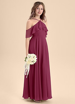 Azazie Tessabelle Junior Vestido de Mora de Gasa de Corte En A con Vestidos sin tirantes image5