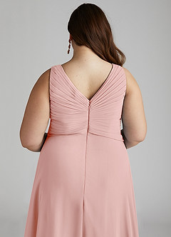 Azazie Flora Robes de demoiselle d'honneur Robe Trapèze en Mousseline de soie Plissée Rose Poudré image14