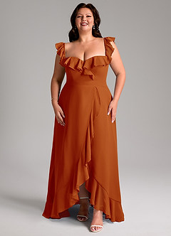 Azazie Lyra Robes de demoiselle d'honneur Robe Trapèze Convertible en Mousseline de soie Paprika image15