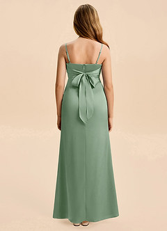 Azazie Christen Junior Matcha Sheath Pleated Stretch Satin Dress image5
