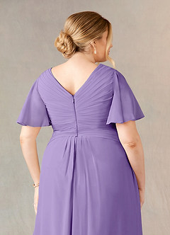 Azazie Morning Glory Mother of the Bride Dresses Tahiti A-Line V-Neck Ruched Chiffon Dress image10