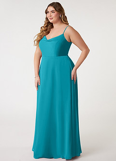 Azazie Daenerys Bridesmaid Dresses Jade A-Line Cowl Chiffon Dress image3