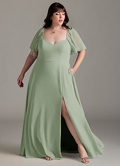Azazie Chloe Bridesmaid Dresses Dusty Sage A-Line Sweetheart Neckline Chiffon Dress image9