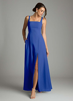 Azazie Debra Robes de demoiselle d'honneur Robe Trapèze Convertible en Mousseline de soie avec poches Bleu Roi image4