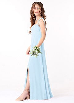 Azazie Rosey Junior Sky Blue A-Line Sweetheart Neckline Chiffon Dress image3