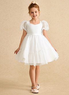 Azazie Debbie vestidos de niña de las flores Vestido de Marfil de Organza de Princesa con Escote de Corazón image8