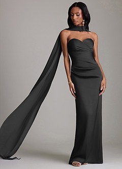 Azazie Sonora Suknie dla druhen Osłona Bez ramiączek Satyna elastyczna Do ziemi Sukienka image8