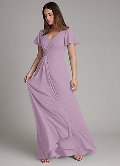 Azazie Kaya Robes de demoiselle d'honneur Robe Trapèze en Mousseline de soie Plissé Glycine image6