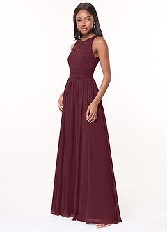 Azazie Harper Bridesmaid Dresses Cabernet A-Line Pleated Chiffon Dress image3