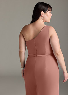 Azazie Liza Bridesmaid Dresses Cedar Rose Mermaid One Shoulder Chiffon Dress image11