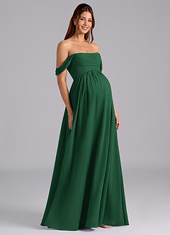 Azazie Saige Maternity Bridesmaid Dresses A-Line Pleated Chiffon Floor-Length Dress image1