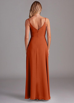 Azazie Daenerys Bridesmaid Dresses Burnt Orange A-Line Cowl Chiffon Dress image2