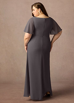 Azazie Rain Mother of the Bride Dresses Steel Grey Sheath Beaded Chiffon Dress image7