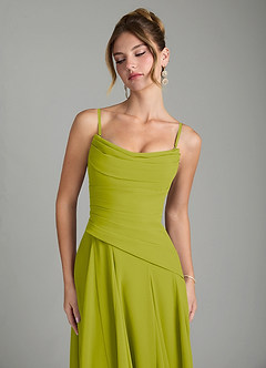 Azazie Gabriela Bridesmaid Dresses Lemongrass A-Line Corset Chiffon Dress image9