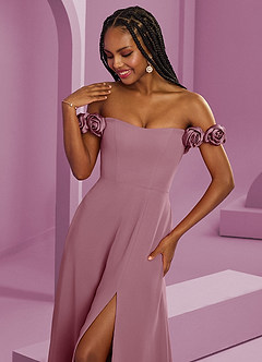 Barbie ♥ Azazie Bridesmaid Dresses Vintage Mauve A-Line Off the Shoulder Chiffon Convertible Dress image4