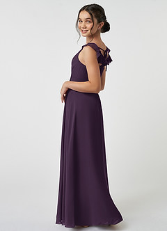 Azazie Amada Junior Plum A-Line Ruched Chiffon Dress image4