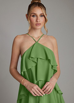 Azazie Deena Abiti da Damigella Abito A-Line in Chiffon Drappeggiato Basilico image3