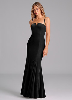 Azazie Yinnie Vestidos de damas de honor Vestido de Negro de terciopelo de Corte Sirena Convertible con Sin tirantes image7