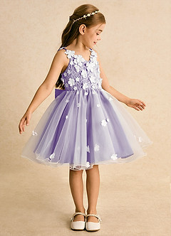 Azazie Junebug vestidos de niña de las flores Vestido de Marfil Tahití de Tul de Princesa con Encaje image4