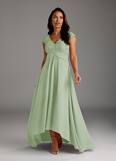 Azazie Irmeli Mother of the Bride Dresses Dusty Sage A-Line Lace Chiffon Dress image3