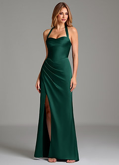 Azazie Serenity Bridesmaid Dresses Emerald Mermaid Sweetheart Neckline Stretch Satin Dress image4