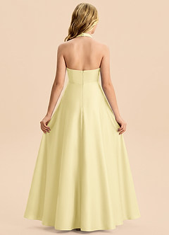 Azazie Kady Junior Robe Trapèze en Satin extensible Décolleté en cœur Sorbet Citron image2