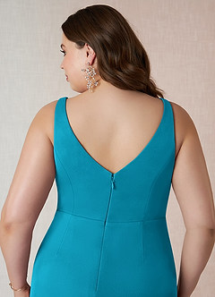 Azazie Leandra Abiti da Damigella Abito Sirena in Maglia con Scollo a V a Pieghe Giada image13