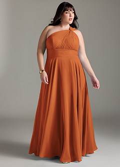 Azazie Charlize Bridesmaid Dresses Cinnamon A-Line One Shoulder Chiffon Dress image9