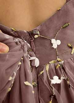Azazie Bean Flower Girl Dresses Espresso Ball-Gown Sleeveless Tulle Dress image6
