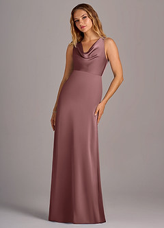 Azazie Wrenlee Bridesmaid Dresses Vintage Mauve A-Line Stretch Satin Dress image5
