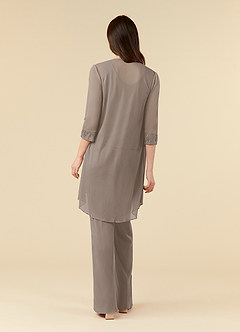 Azazie Frances Mother of the Bride Dresses Taupe Jumpsuit/Pantsuit Scoop Mesh Dress image2