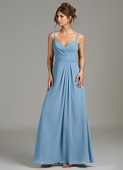 Azazie Sherah Bridesmaid Dresses Steel Blue A-Line Pleated Chiffon Dress image4