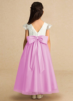 Azazie Pookie Flower Girl Dresses Candy Pink A-Line Lace Tulle Dress image5