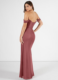 Azazie Kit Bridesmaid Dresses Amethyst Mermaid Off the Shoulder Mesh Dress image4