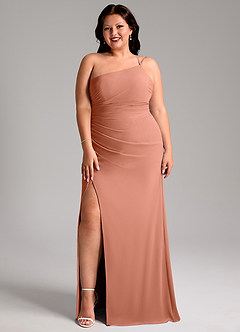 Azazie Eren Vestidos de madrinha de casamento Vestido VAMOS de Chiffon de Bainha com Um ombro image10