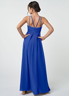 Azazie Leighton Junior Royal Blue A-Line Pleated Chiffon Dress image3