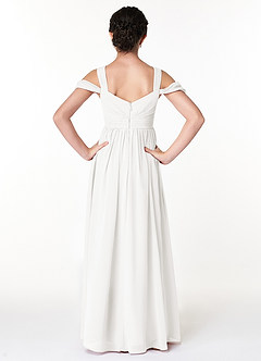 Azazie Lianne Junior White A-Line Off the Shoulder Chiffon Dress image2