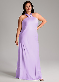 Azazie Doretta Bridesmaid Dresses Lilac Mermaid Pleated Stretch Satin Dress image9