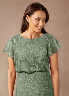 Azazie Lehi Abiti per la Madre della Sposa Abito A-Line in Burnout Floreale Scollo a barca Matcha image6