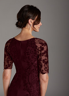 Azazie Farrah vestidos de madre de la novia Vestido de Cabernet de Crepé elástico de Recto con Encaje image3