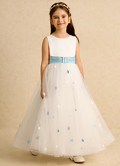 Azazie Cricket vestidos de niña de las flores Vestido de Marfil Neblina de Satin Mate de Princesa con Plisado image6