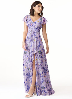 Azazie Omari Brautjungfernkleider A-Linie Chiffon Kleid Fliederblüte image4