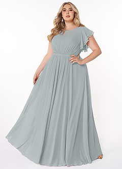 Azazie Daphne Modest Bridesmaid Dresses A-Line Ruffled Chiffon Floor-Length Dress image6