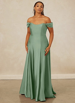 Christian Siriano Bridal for Azazie 1002 Bridesmaid Dresses Matcha A-Line Off the Shoulder Stretch Satin Convertible Dress image8