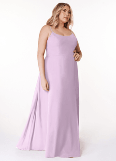 Azazie Moira Abiti da Damigella Abito A-Line in Chiffon con Scollo a U Lilla Glassato image11