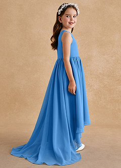 Azazie Pip Flower Girl Dresses Blue Jay A-Line Sleeveless Chiffon Dress image4
