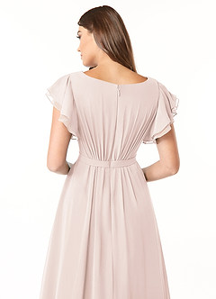 Azazie Daphne Modest Bridesmaid Dresses A-Line Ruffled Chiffon Floor-Length Dress image5